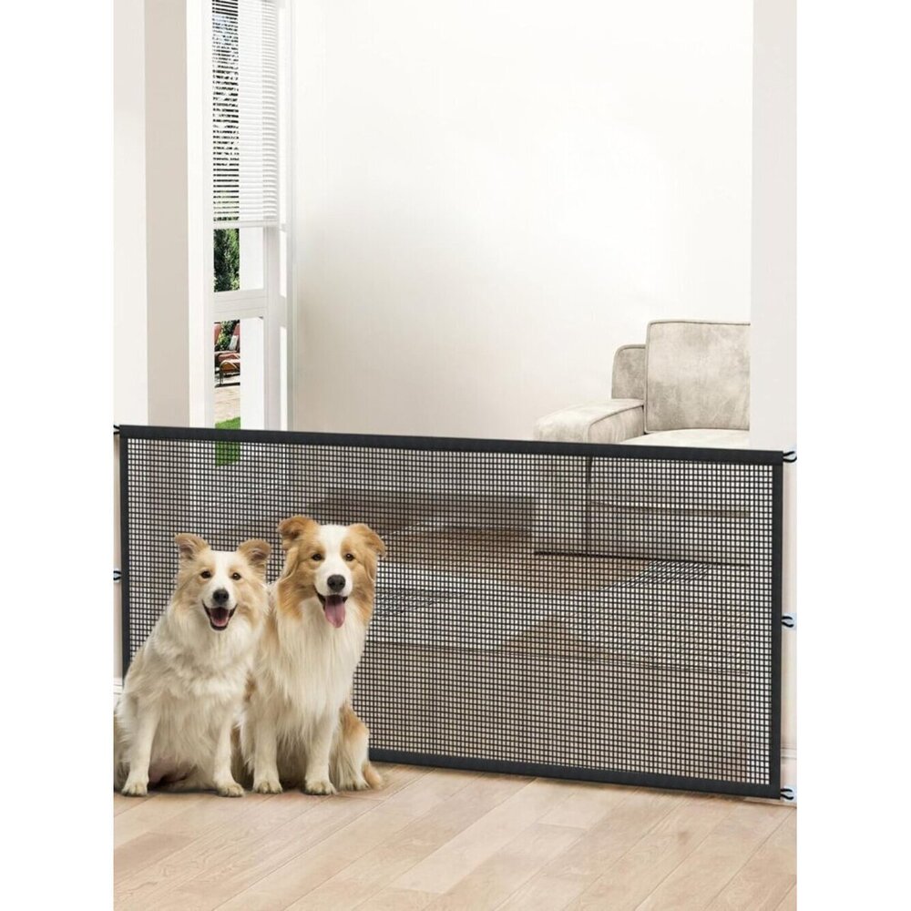 Dog Gate Indoor Pet Gates for Stairs: Dogs Screen Mesh Gate for The House